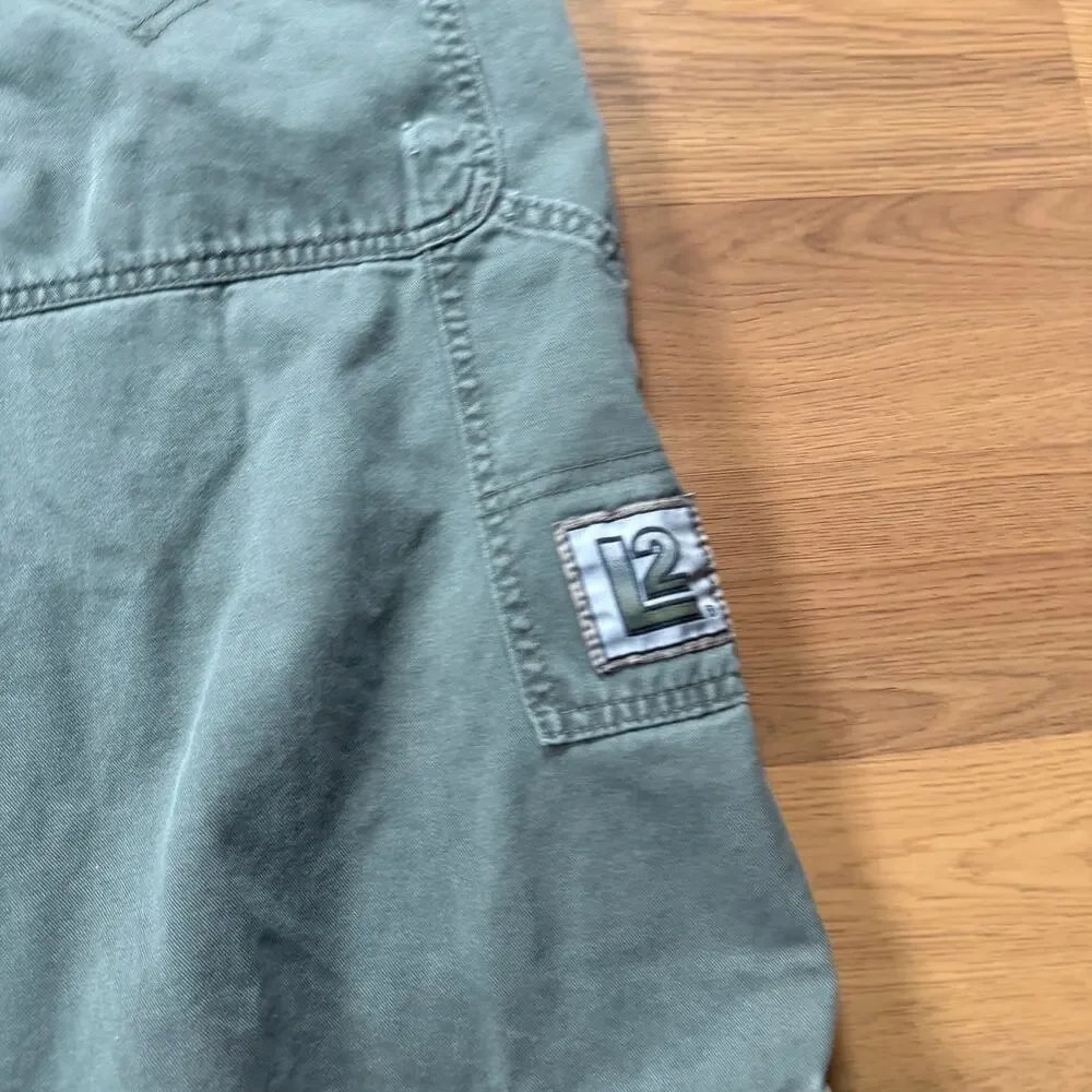 Men's Vintage 90's Levi's L2 Green Denim Baggy Jean Cargo Shorts Sz 36 x 10.5